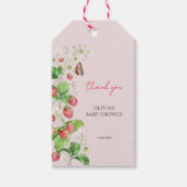 Étiquettes-cadeau Merci Baby shower fraise (Devant)