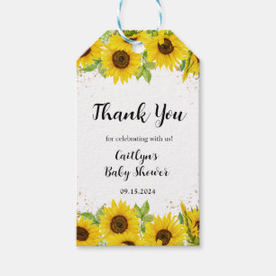 Étiquettes-cadeau Merci Baby shower tournesol