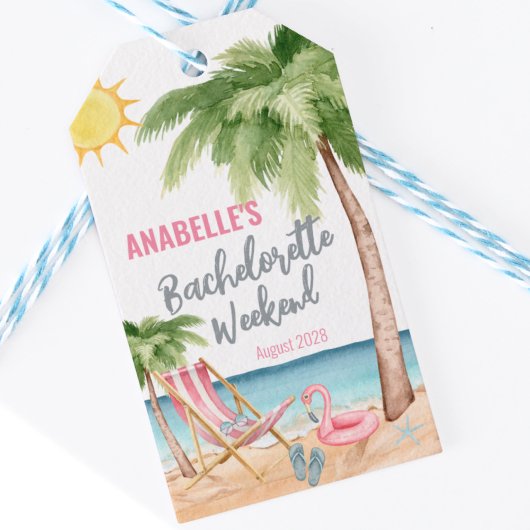 Étiquettes-cadeau Merci Bachelorette Tropical Beach Favoriser