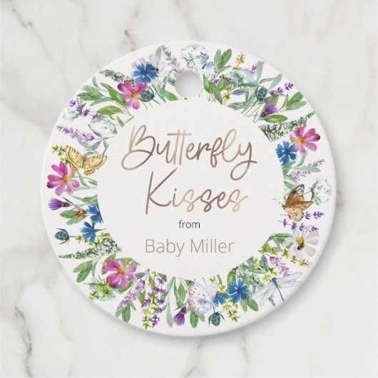 Étiquettes Cadeau Merci Baisers à papillon (Devant)