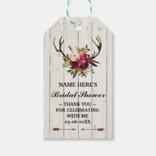 Étiquettes-cadeau Merci Balise Floral Faveur Antlers Fête des mariée