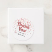 Étiquettes Cadeau Merci Ballotte Texte Confetti rose (En situation)
