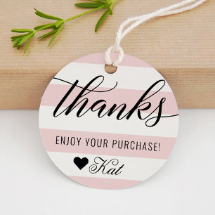 Étiquettes Cadeau Merci Bande Rose aux Petites Entreprises