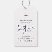 Étiquettes-cadeau Merci Baptême blanc simple Script (Devant)