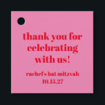 Étiquettes Cadeau Merci Bat mitzvah moderne en rose personnalisé<br><div class="desc">Typographie en gras personnalisé Bright Rose et rouge Bat mitzvah moderne Merci Favoriser les étiquettes</div>