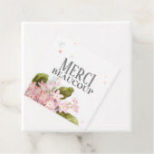 Étiquettes Cadeau Merci Beaucoup Merci Rose Aquarelle Hydrangea (En situation)