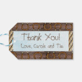 Étiquettes-cadeau Merci bébé cowboy et ours en peluche (Dos Horizontal)