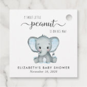 Étiquettes Cadeau Merci bébé éléphant garçon douche (Dos)