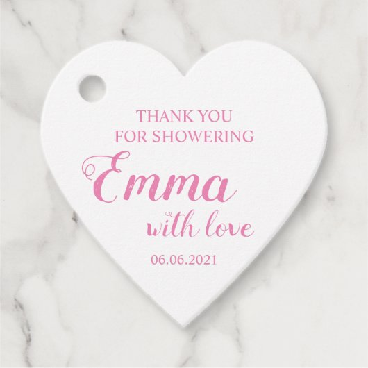 Étiquettes Cadeau Merci Bébé Fille Pour Baby shower De Douche (Devant)