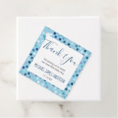 Étiquettes Cadeau Merci bébé garçon douche Pois bleu (En situation)