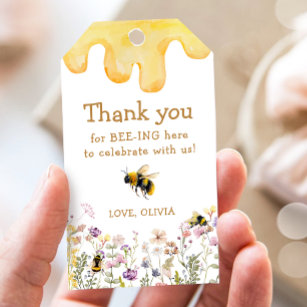 Étiquettes-cadeau Merci Bee One mignonne Baby shower fille Anniversa