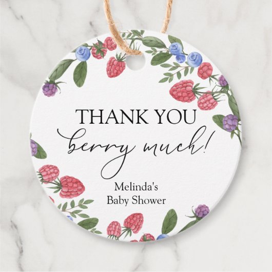 Étiquettes Cadeau Merci Berry Much Douche (Devant)