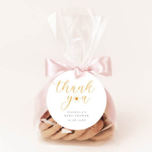 Étiquettes Cadeau Merci blanc | Baby shower de script