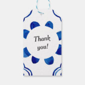 Étiquettes-cadeau Merci Bleu Bleu Floral Carrelage (Dos)