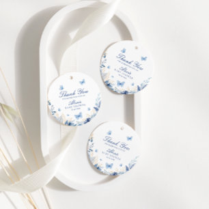 Étiquettes Cadeau Merci bleu papillon Baby shower garçon