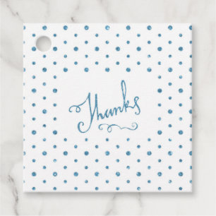Étiquettes Cadeau Merci Blue Sparkle Serif Text Merci Carré