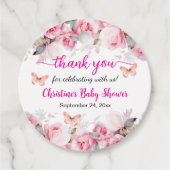 Étiquettes Cadeau Merci Blush Baby shower Rose (Devant)