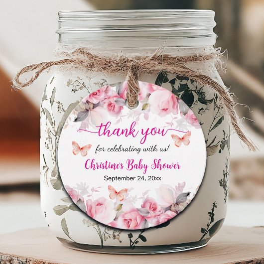Étiquettes Cadeau Merci Blush Baby shower Rose