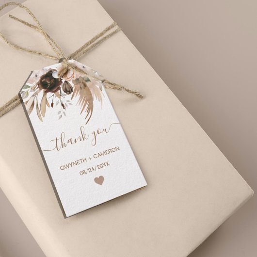 Étiquettes-cadeau Merci Boho Automne Citrouille Douche