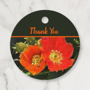 Étiquettes Cadeau Merci Cactus Fleur Photo Rouge Floral Sud-Ouest