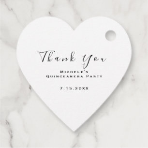Étiquettes Cadeau Merci Cadeau de Mariage Douce 16ème Cœur Blanc