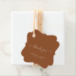 Étiquettes Cadeau Merci Calligraphie Script Terracotta Mariage<br><div class="desc">Merci simple et élégant Calligraphie Script Terracotta Wedding Favor Tags</div>