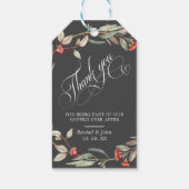 Étiquettes-cadeau Merci Calligraphique élégant gris floral (Dos)