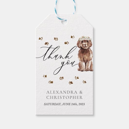 Étiquettes-cadeau Merci Cavalier Cavapoo chien Mariage (Devant)