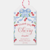 Étiquettes-cadeau Merci Cherry beaucoup baby shower arc bleu (Devant)