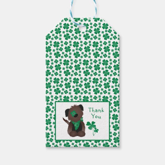 Étiquettes-cadeau Merci chien Shamrock vert (Devant)