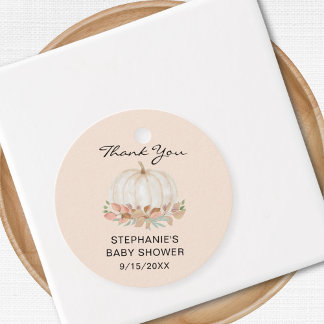 Étiquettes Cadeau Merci citrouille Baby shower
