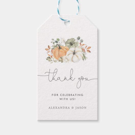 Étiquettes-cadeau Merci Citrouille de Baby shower (Devant)