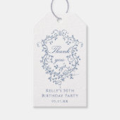 Étiquettes-cadeau Merci classique bleu Floral Crest (Devant)