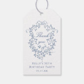 Étiquettes-cadeau Merci classique bleu Floral Crest (Dos)