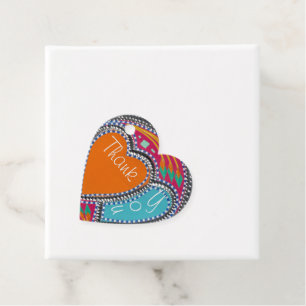 Étiquettes Cadeau Merci coloré Joli Coeur Design Couleurs Art