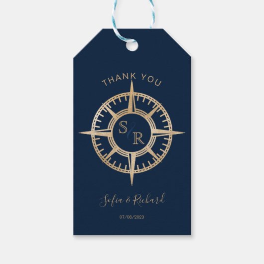 Étiquettes-cadeau Merci Compass mariage Destination Passport (Devant)