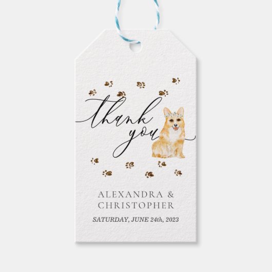 Étiquettes-cadeau Merci Corgi PUPPY chien Mariage (Devant)