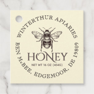 Étiquettes Cadeau Merci Custom Honey Jar Bee Tags Ivory