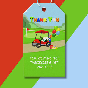 Étiquettes-cadeau Merci Cute 1er anniversaire Red Golf Cart Boy's