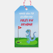 Étiquettes-cadeau Merci Cute Dinosaur Golf Anniversaire de enfant à  (Dos)