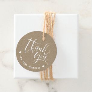 Étiquettes Cadeau Merci d'affaires Kraft Simple Modern Script