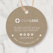 Étiquettes Cadeau Merci d'affaires Kraft Simple Modern Script (Dos)