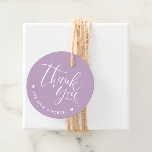 Étiquettes Cadeau Merci d'affaires Purple Simple Modern Script (En situation)