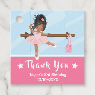 Étiquettes Cadeau Merci d'anniversaire afro-américain Ballerina rose
