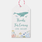 Étiquettes-cadeau Merci d'anniversaire de baleines (Devant)