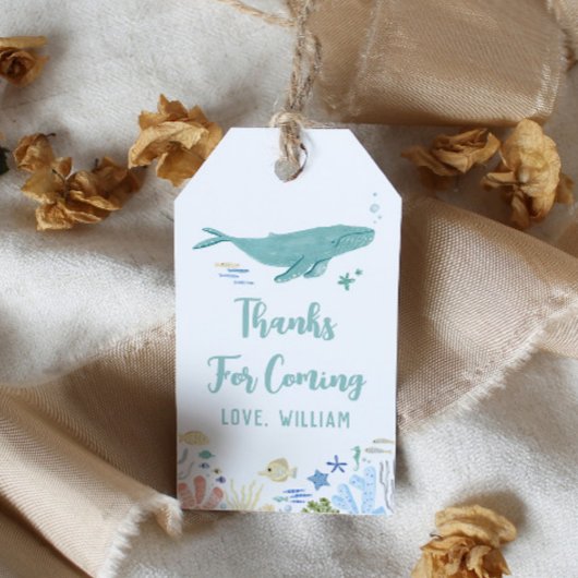 Étiquettes-cadeau Merci d'anniversaire de baleines
