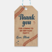 Étiquettes-cadeau Merci d'anniversaire de baseball vintage (Devant)