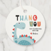 Étiquettes Cadeau Merci d'anniversaire de Dinosaur (Devant)