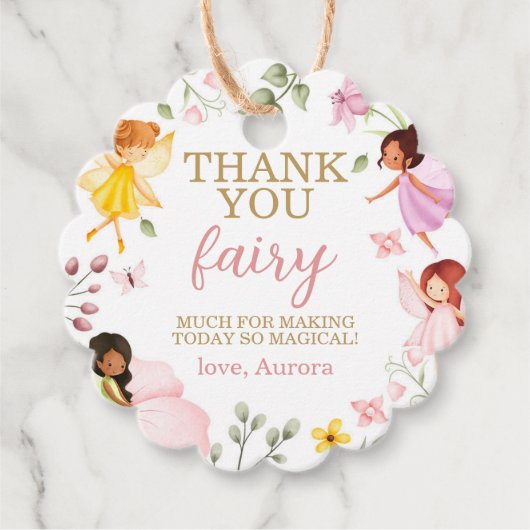 Étiquettes Cadeau Merci d'anniversaire de la fée magique (Devant)