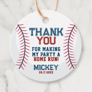 Étiquettes Cadeau Merci d'anniversaire du baseball